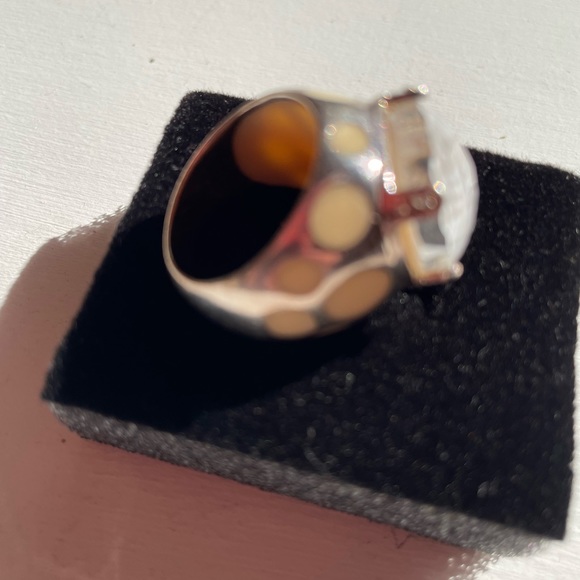 Mother of Pearl Inlay Clear Quartz Ring Size 7 - Picture 6 of 11